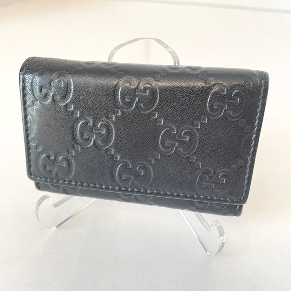 Gucci GG Guccisima Key Case 6 Key Holder Black Leather - Picture 2 of 13